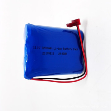 Rechargeable 3s1p 11.1V 18650 2200mAh/2400mAh/2600mAh/2800mAh Lithium Ion Battery Pack with BMS and Connector